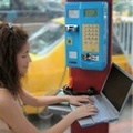 Phone booth provides Internet access via dialup. Taipei, Taiwan