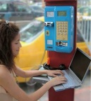 Phone booth provides Internet access via dialup. Taipei, Taiwan