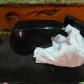 This abandoned PTS payphone sits on a tissue.