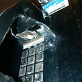 Inside a phone booth near Studio 1A at Rockefeller Center. January, 1999.
