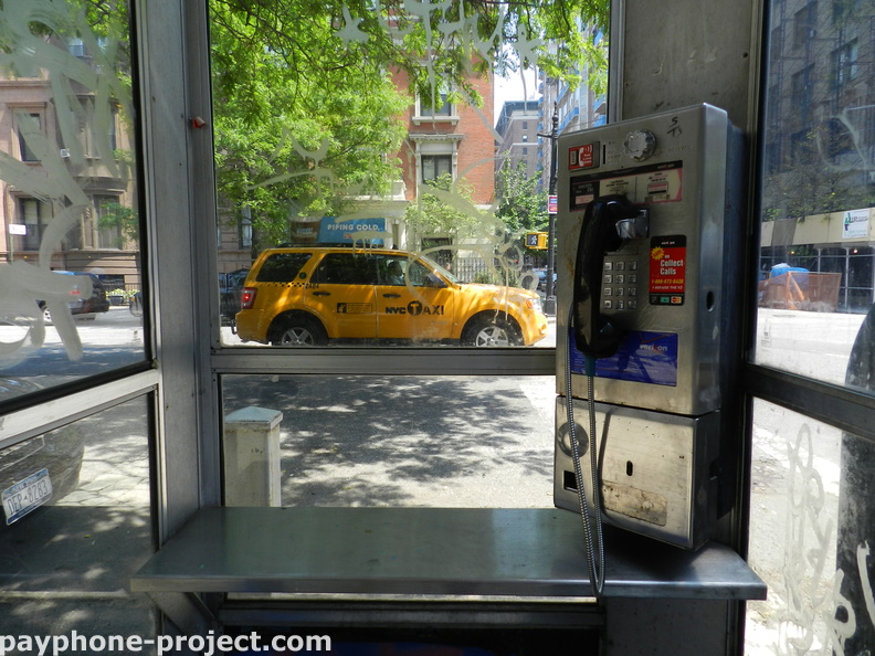 Inside the phone booth at West End Avenue and 90th Street