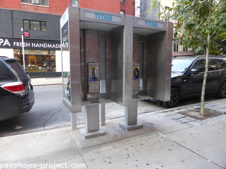 East 61st Street, South Side, Just East of Lexington Avenue. No dial tone on one and the wrong number is posted on the other.