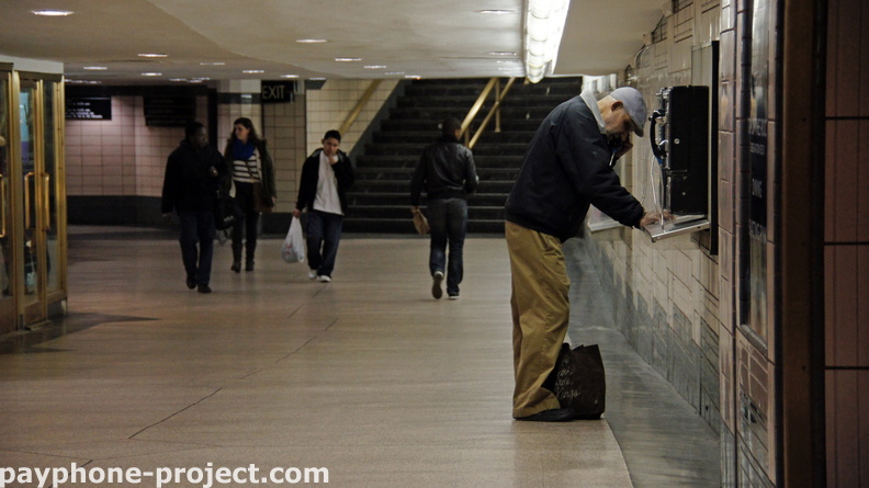People Using New York City Payphones.