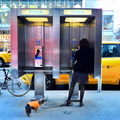 Well-dressed Upper East Side woman takes a break from walking her dog to make a payphone call. (3039 visits) Well-dressed Upper East Side woman takes a break from walking her dog to make a payphone call.
