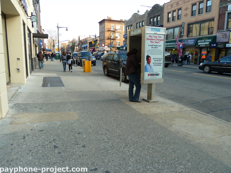 Broadway in Astoria. Titan Payphone. March, 2011.