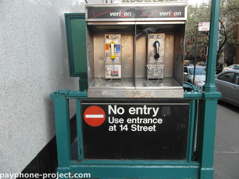 (212) 243-9811, (212) 242-9426. 7th Ave and West 13th Street.  Abandoned Verizon Pay Stations. April, 2013.