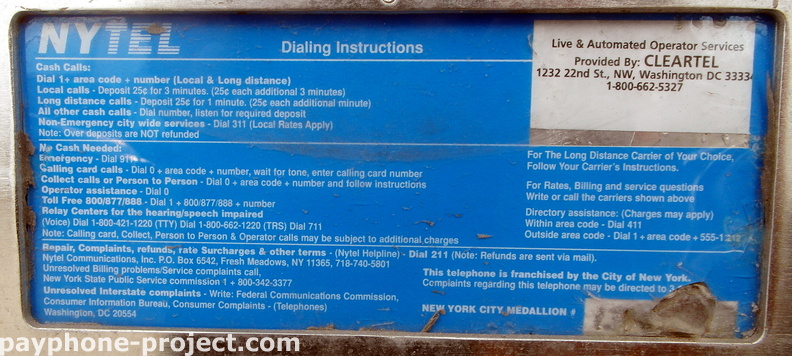 NYTEL Payphone: The Fine Print.