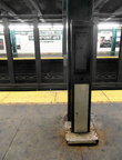 Greenpoint Avenue G Train Subway Station. Abandoned Payphone Carcass.