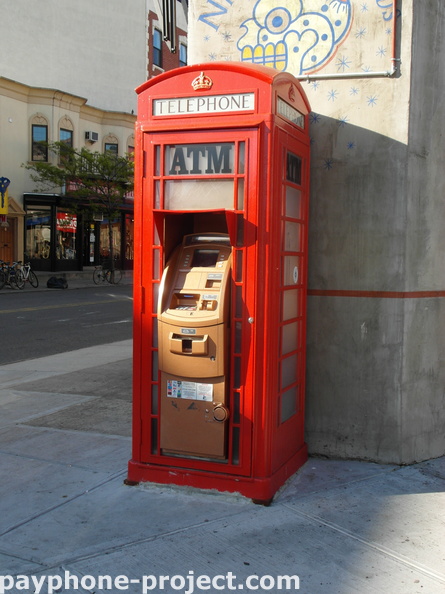 British Red Phone Box Converted to an ATM. Greenpoint, Brooklyn. May, 2013.