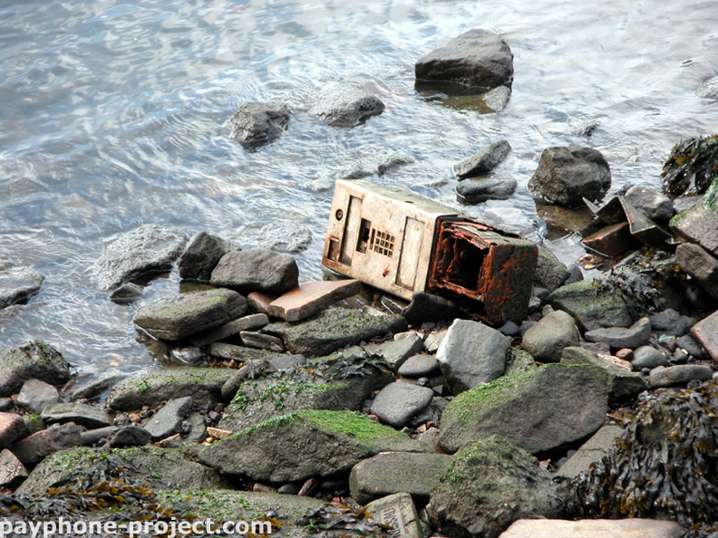 Burned out payphone, disposed of in the East River