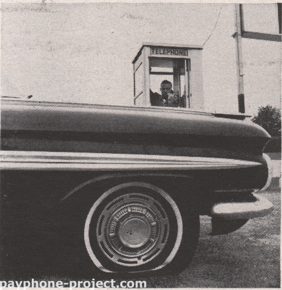 Bell Telephone System, 1963: Public phones are found in the likeliest places!