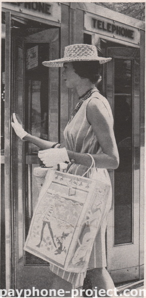 Bell Telephone System, 1963: Public phones are found in the likeliest places!
