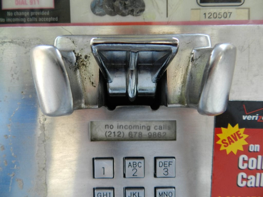 Inside the phone booth at 825 West End Avenue, at 100th Street.