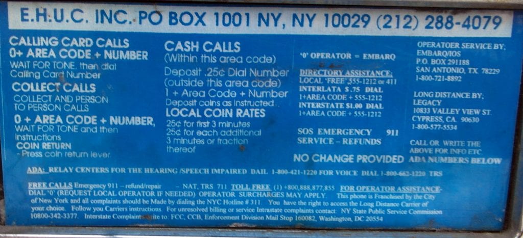 EHUC Payphones: The Fine Print