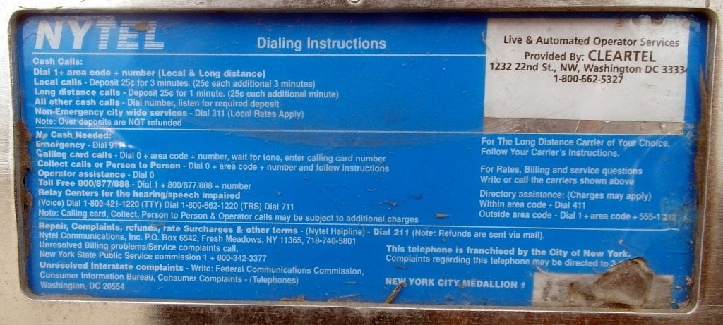 NYTEL Payphone: The Fine Print