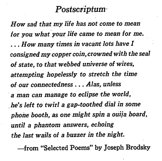 Postscriptum, by Joseph Brodsky