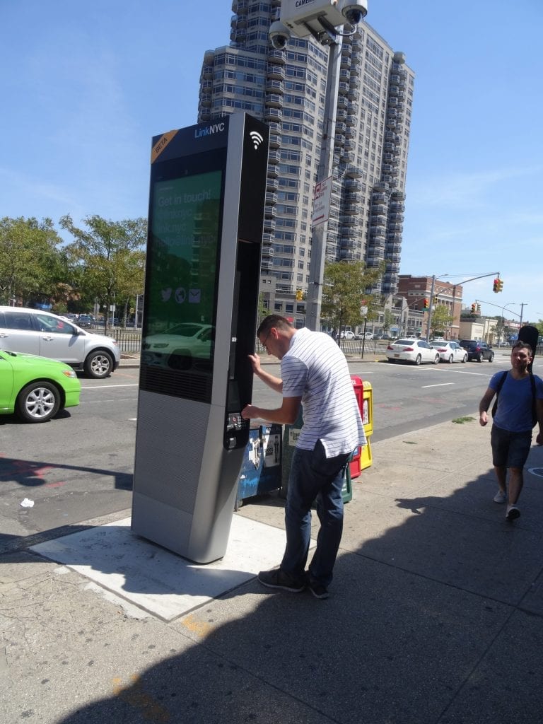 LinkNYC User, Queens Boulevard.