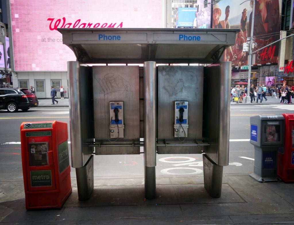 Two of Times Square's Last Five Payphones. June, 2017.
