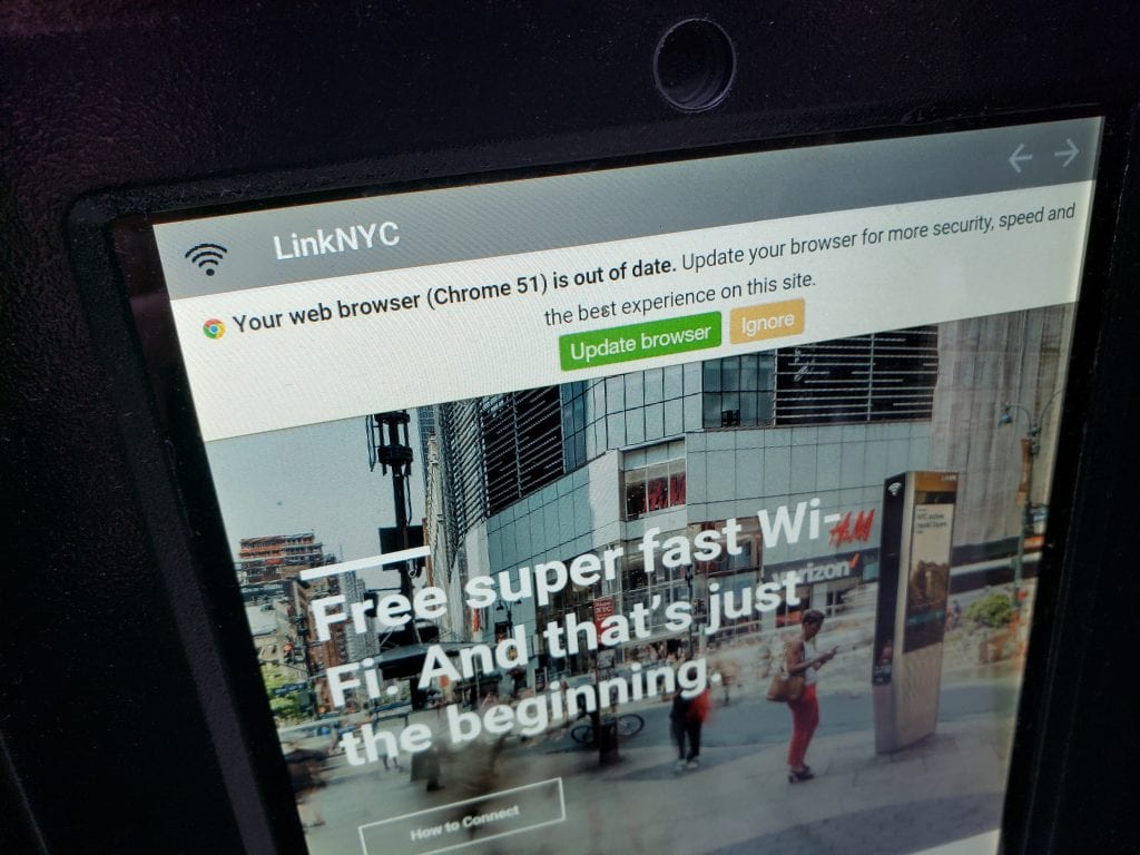 LinkNYC Web Browser Out Of Date