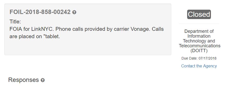 LinkNYC FOIL Request Ignored