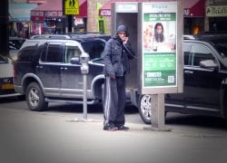 Talking on an Astoria Payphone. March, 2014.