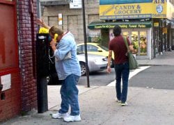 Dude Screaming Into a Payphone Outside the Old C-Town. Astoria. August, 2010.