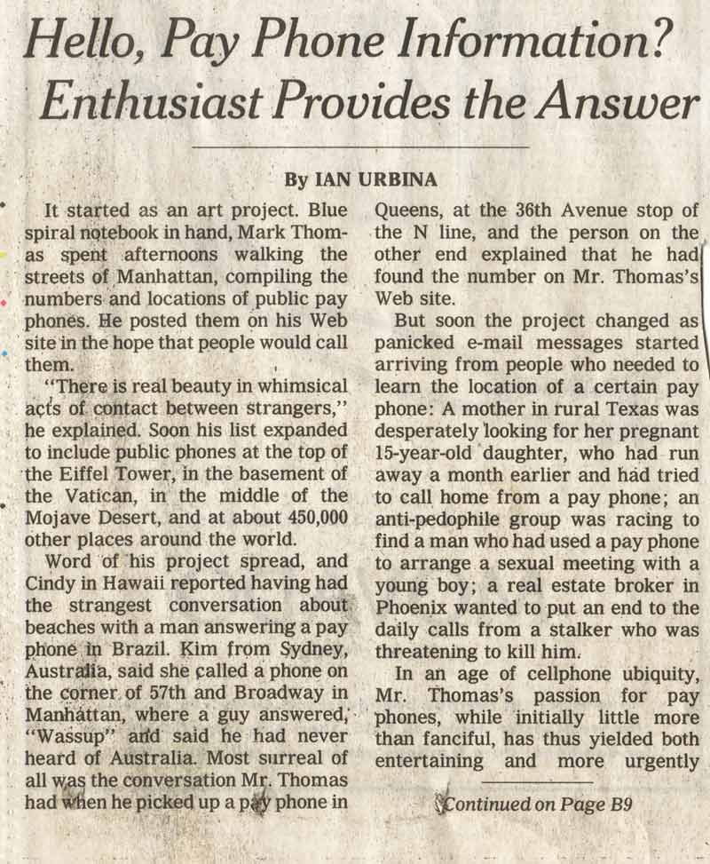 Payphones A1 New York Times
