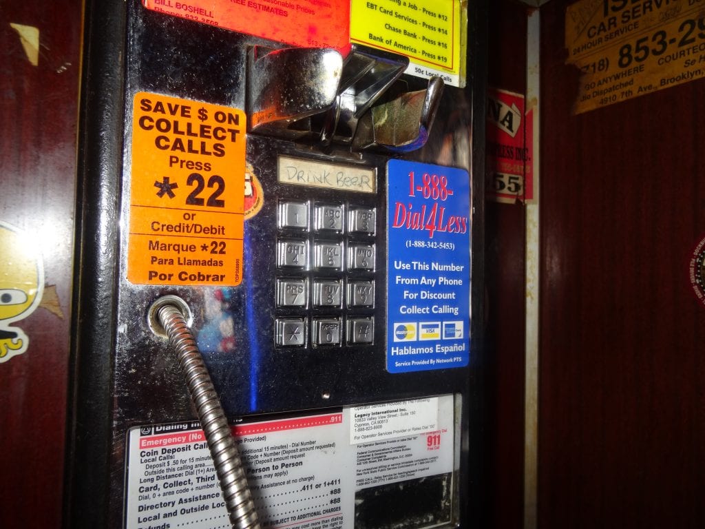 The "DRINK BEER" Caller ID Payphone in Sunset Park, Brooklyn.